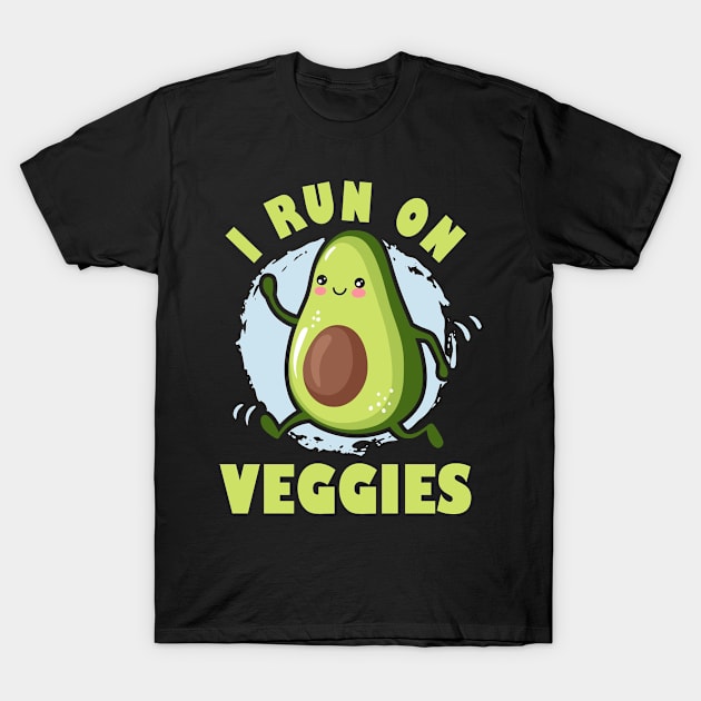 I Run On Veggies Vegetarian Running Vegan Runner T-Shirt by swissles